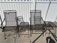 2 Metal Patio Chairs and 2 Metal Side Tables