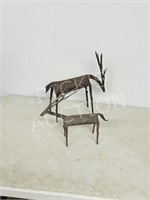 2 brutalist metal art Deer figures