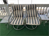 2 Patio Chairs w/Cushions, 2 Glass top Side Tables