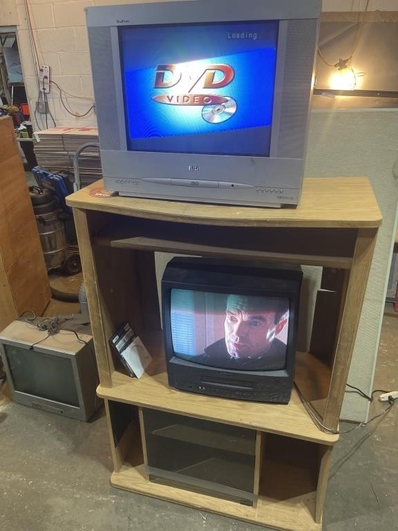 2 TVs and tv stand