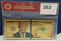 Gold Banknotes US $1000000 45th President Trump