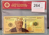 Gold Banknotes US $100 President Donald J. Trump