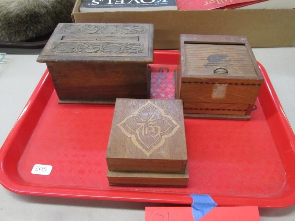 3 Wooden Cigarette Dispenser Boxes.