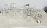 collection of milk bottles & sealer jars