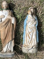 Concrete Jesus and Mary with Child Statues