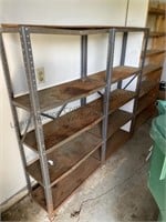 2 metal shelves 56 inches tall, 60 inches wide,