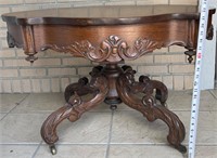 Antique Turtle Top Rolling Coffee Table