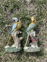 2 Parrot Statues