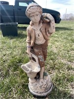 Concrete Boy Carrying Basket Statue