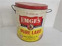Emge's Pure Lard metal can