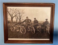 WWI Motorcycle & Soldier Photo - framed