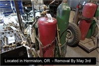 OXY/ACETYLENE SET W/TORCH, GAGES, HOSE, BOTTLES &