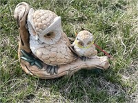 Concrete 2 Owls on a Limb Statue