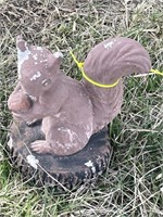 Concrete Squirrel on a Stump Statue