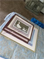 3 prints and frames
