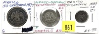 Lot, Mexican silver coins, 3 pcs.