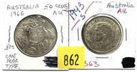 Lot, Australian silver coins, 2 pcs.
