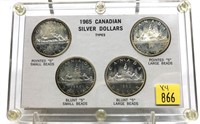 x4- 1965 Canadian silver dollar varieties -x4