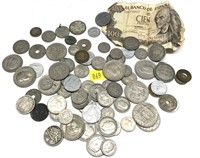 Lot, world coins and currency, 76 pcs.
