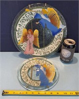 Angel themed collector plates. 12&8in