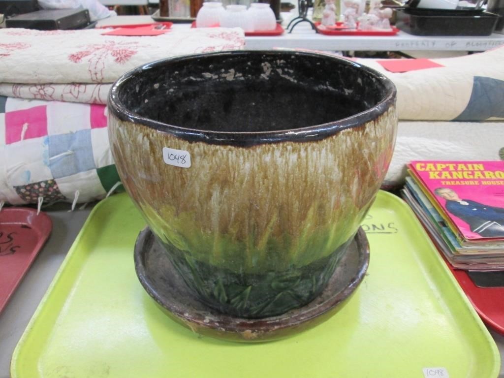 10” Tall Planter w/Chip in Basin.