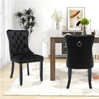 SEALED - Set of 2 Velvet Dining Chairs,Tufted Soli