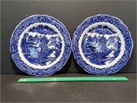 Blue And White Plates and Pestle