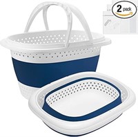 2 Pack Collapsible Plastic Laundry Baskets - 23L (