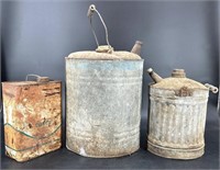 2 Antique Gas Cans & 1 Oil Can