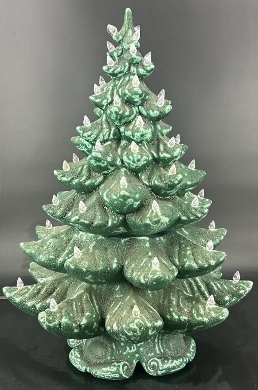 Vintage 19” Ceramic Frosted Lighted Christmas