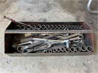 Metal Tool Box Tray w/ Sockets and Misc Tools