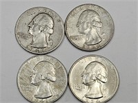 4 Silver Quarters See Dates/Marks