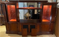 Wood Entertainment Center with Lights