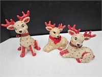 3 Vintage Ceramic Deer