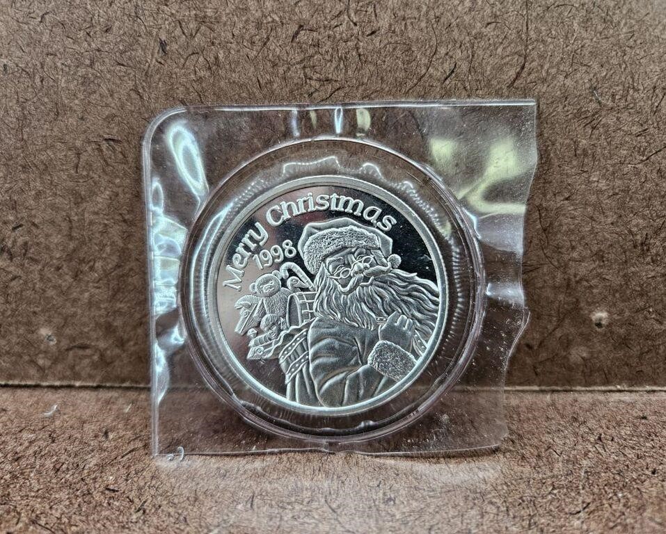 1998 Merry Christmas .999 Fine Silver Coin