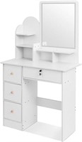 AS IS - Abaodam Vanity Desk with Mirror and Led Li
