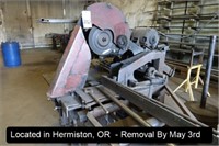 15 HP 20" ABRASIVE CHOP SAW, INFEED/OUTFEED