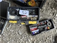 Toolboxes with drill bits, plumbing fittings, Misc