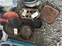 Assorted Cast Iron Skillets, Pans, Muffin Pans