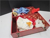 Vintage Metal Doll Case w/Doll Clothes See Pics