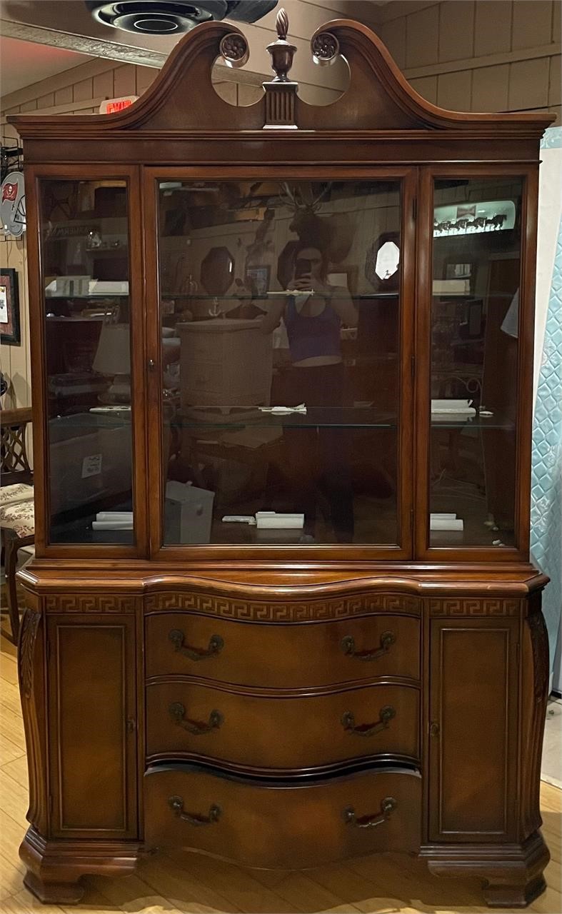 Wood China Cabinet with Glass Doors