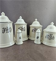 Vtg Pfaltzgraff 4pc. Canisters w/ S&P Shakers
