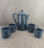 5pc. Ceramic Enamelware Style Tea Set