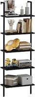 aboxoo Ladder Shelf Black Wooden Open Bookshelf 5-
