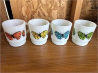 Set of 4 Anchor Hocking Fire King Butterfly Mugs