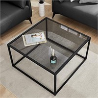 SEALED - SAYGOER Glass Coffee Table, Small Modern