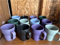 Set of 12 Large Handled Satin Ceramic Mugs