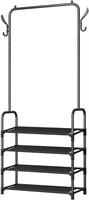ULN - Black 3 in 1 shoe and coat rack for entryway