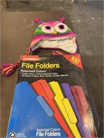 Owl hat and file folders
