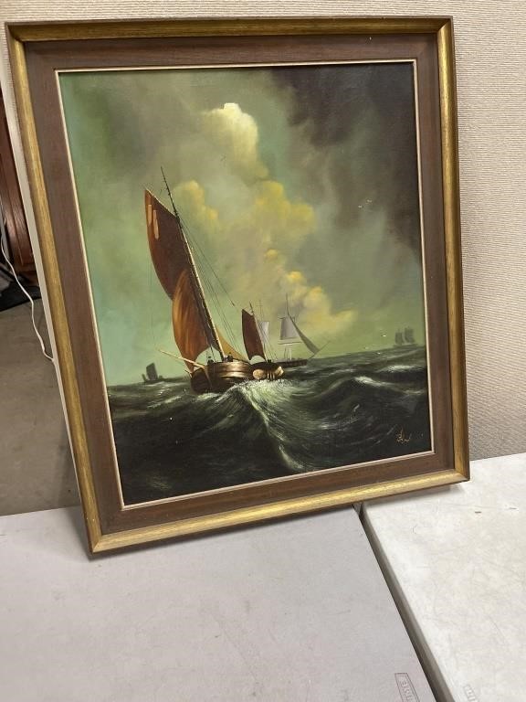 Nautical Canvas painting  unsure of artist